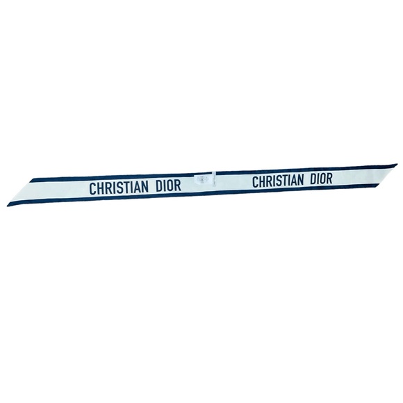 Christian Dior Blue Silk Twill Flowers D-Millefiori Mitzah Scarf like NEW Real - Picture 8 of 12